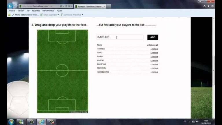Crear una formacion de futbol