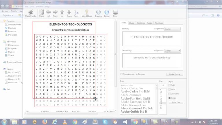 Crear sopas de letras